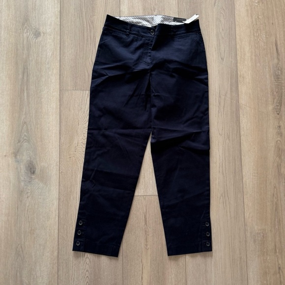Talbots Perfect Crop Pants Cotton/Spandex Button Slim Leg Navy Women’s 2 NEW - Picture 12 of 16